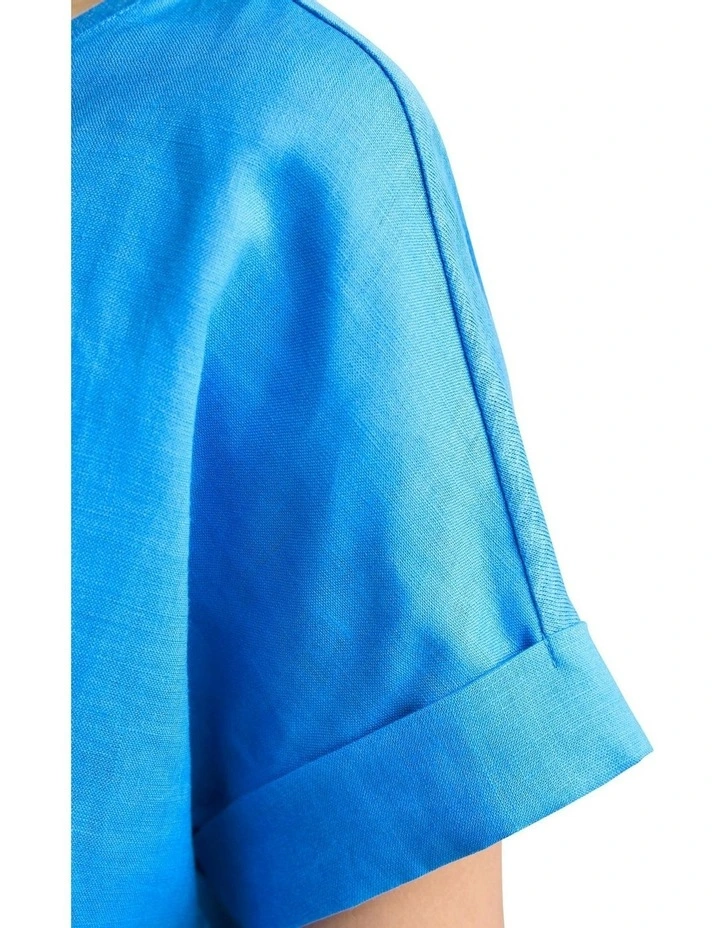 Linen Mix Top in Regata image 3
