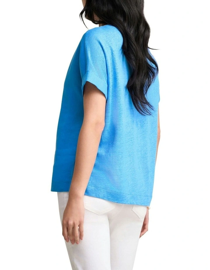 Linen Mix Top in Regata image 4