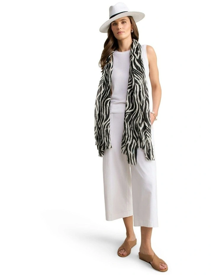 Linen Culotte Pant in White image 2