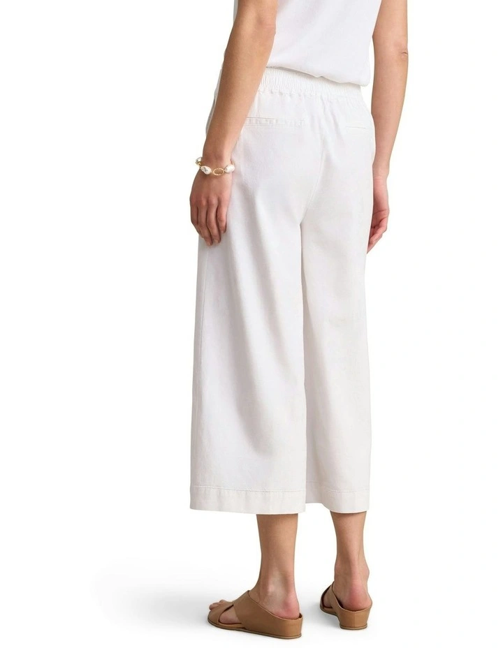 Linen Culotte Pant in White image 4