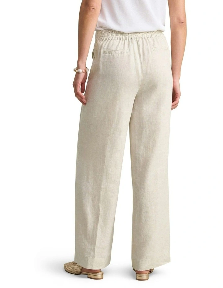 Full Length Waist Tab Linen Pant in Natural Cross Dye image 4