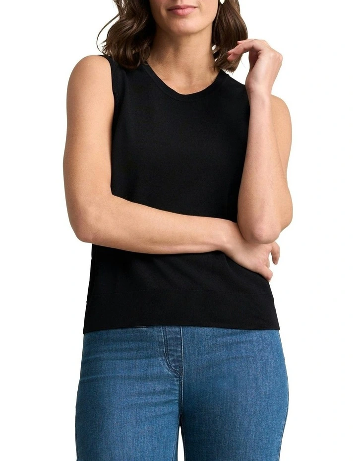 Sleeveless Knit Top in Black image 1