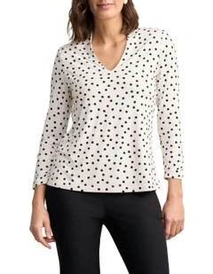 Ruched Sleeve T-shirt in Spot Print