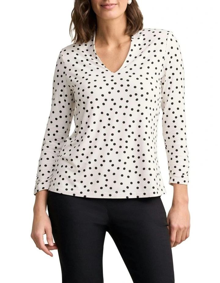 Ruched Sleeve T-shirt in Spot Print image 1