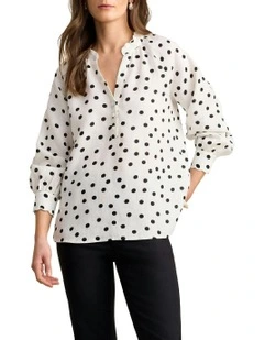 Linen Blouse in Spot Print