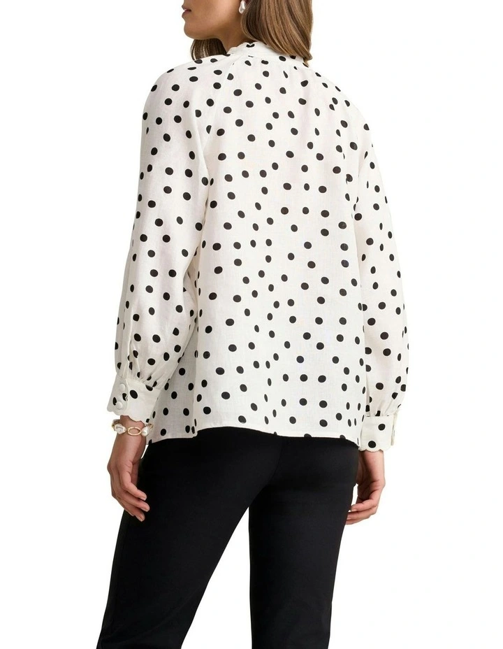 Linen Blouse in Spot Print image 4