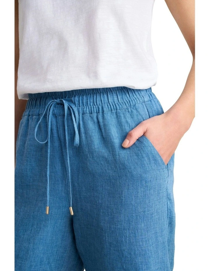 Wide Leg Full Length Pant in Denim Chambray image 3