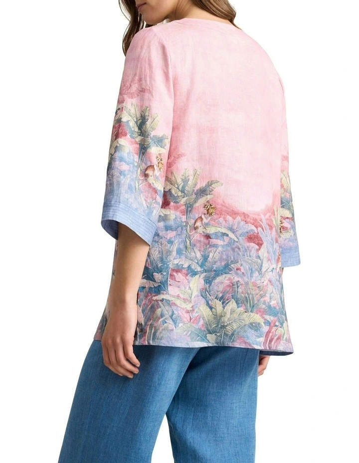 Printed Linen Tunic in Sunset Palms Print image 4