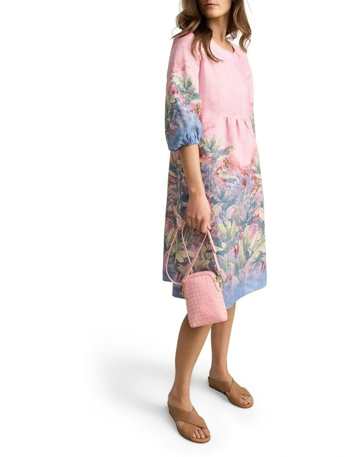 Printed Linen Dress in Sunset Palms Print image 4