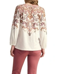 Printed Jersey Top in Intricate Paisley