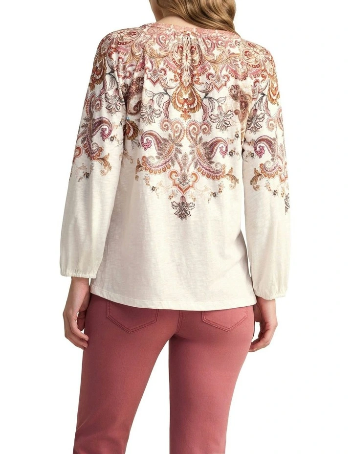 Printed Jersey Top in Intricate Paisley image 1