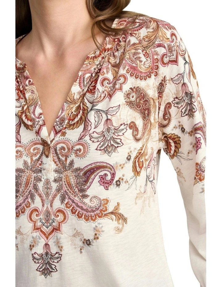 Printed Jersey Top in Intricate Paisley image 3
