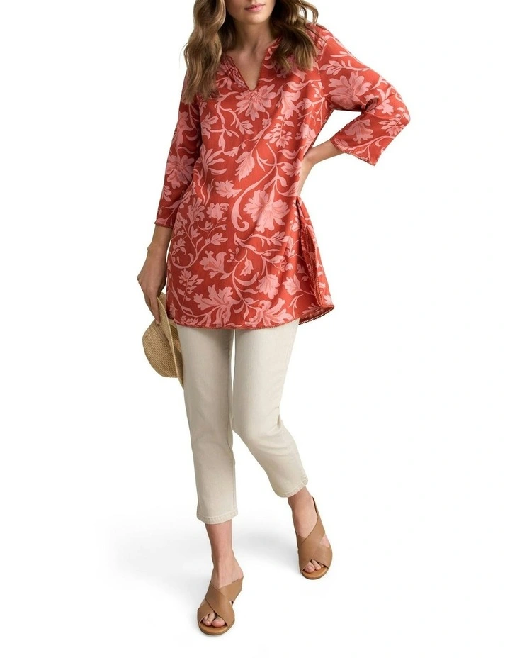 Trim Detail Kaftan in Rosewood Print image 2