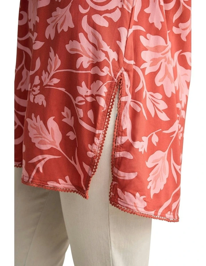 Trim Detail Kaftan in Rosewood Print image 3