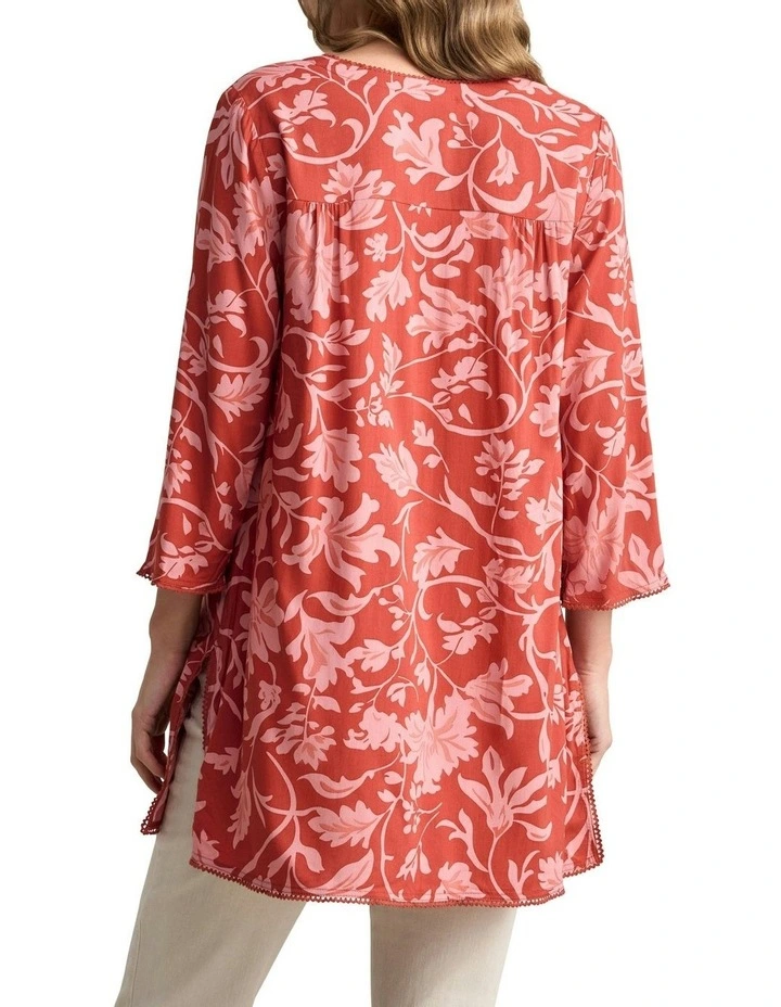 Trim Detail Kaftan in Rosewood Print image 4