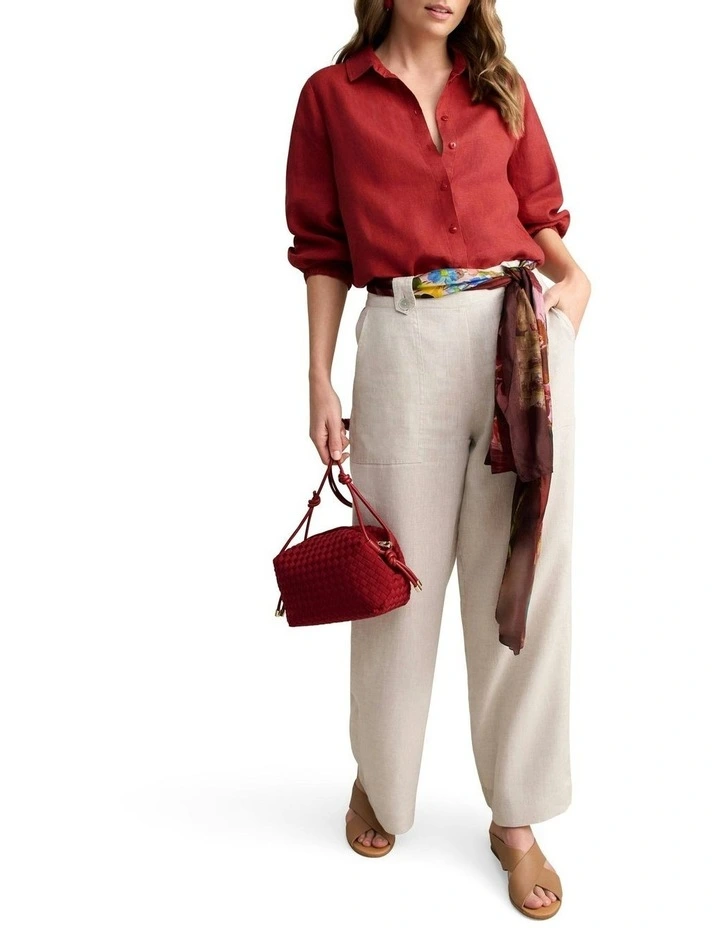 Sleeve French Linen Shirt in Rosewood Cross Dye image 3