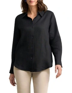 French Linen Shirt in Black