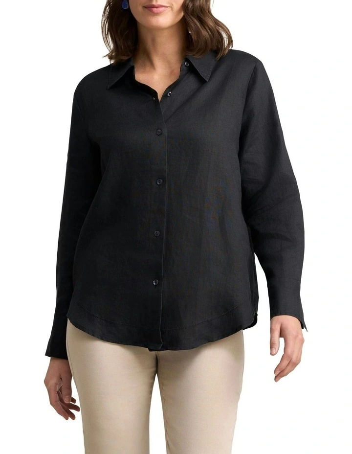 French Linen Shirt in Black image 1