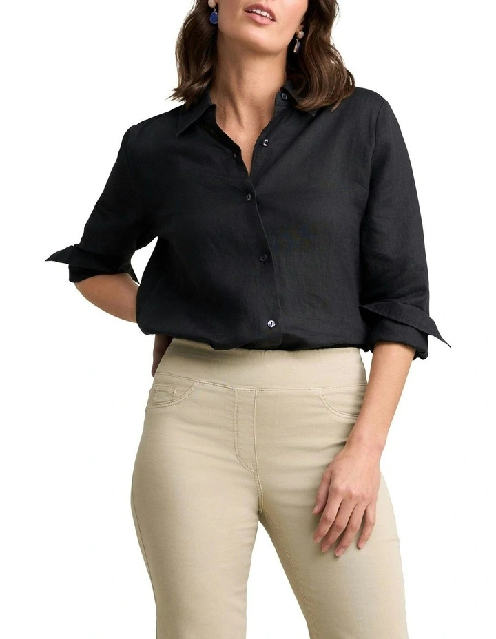 French Linen Shirt in Black image 3