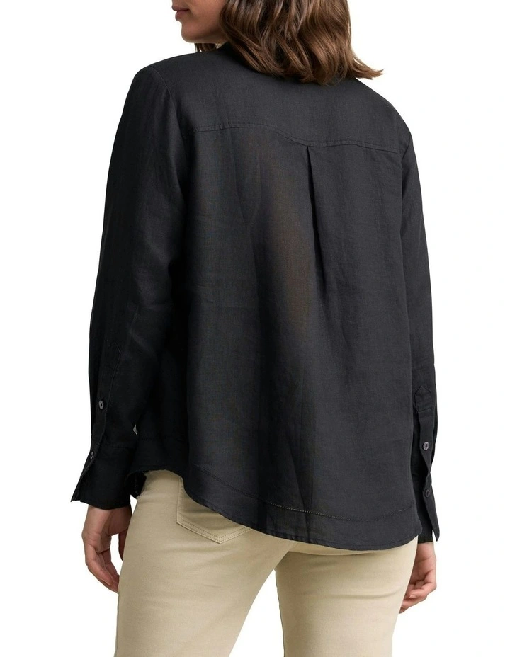 French Linen Shirt in Black image 4