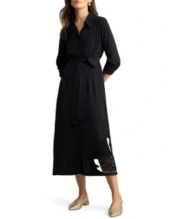 Lace Insert Dress in Black