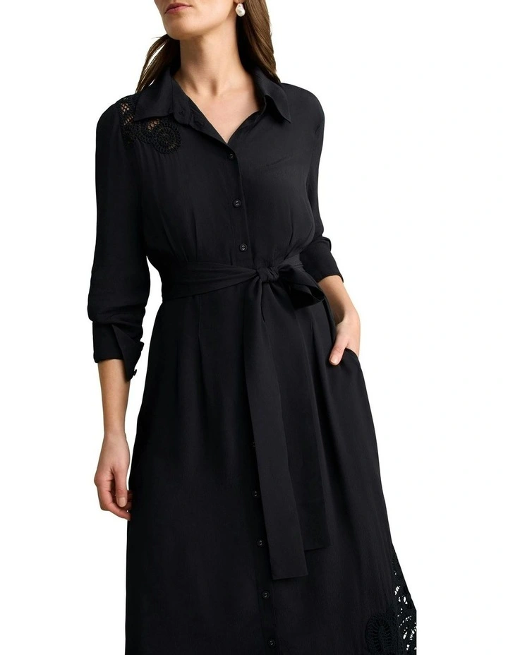 Lace Insert Dress in Black image 2