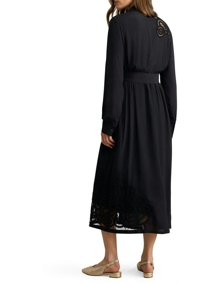 Lace Insert Dress in Black image 3