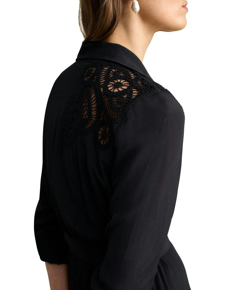 Lace Insert Dress in Black image 5