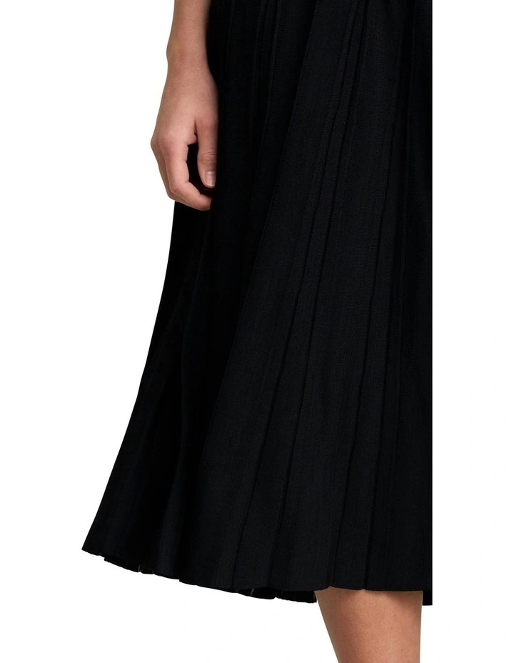 Pleated Knit Skirt in Black image 3