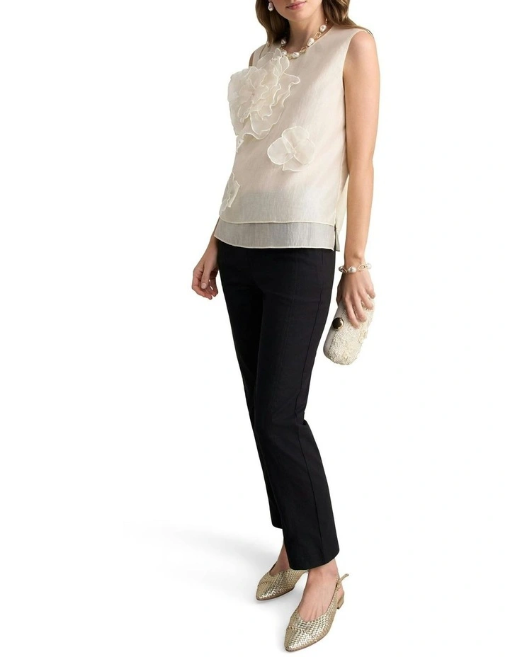 Floral Applique Top in Cream image 2