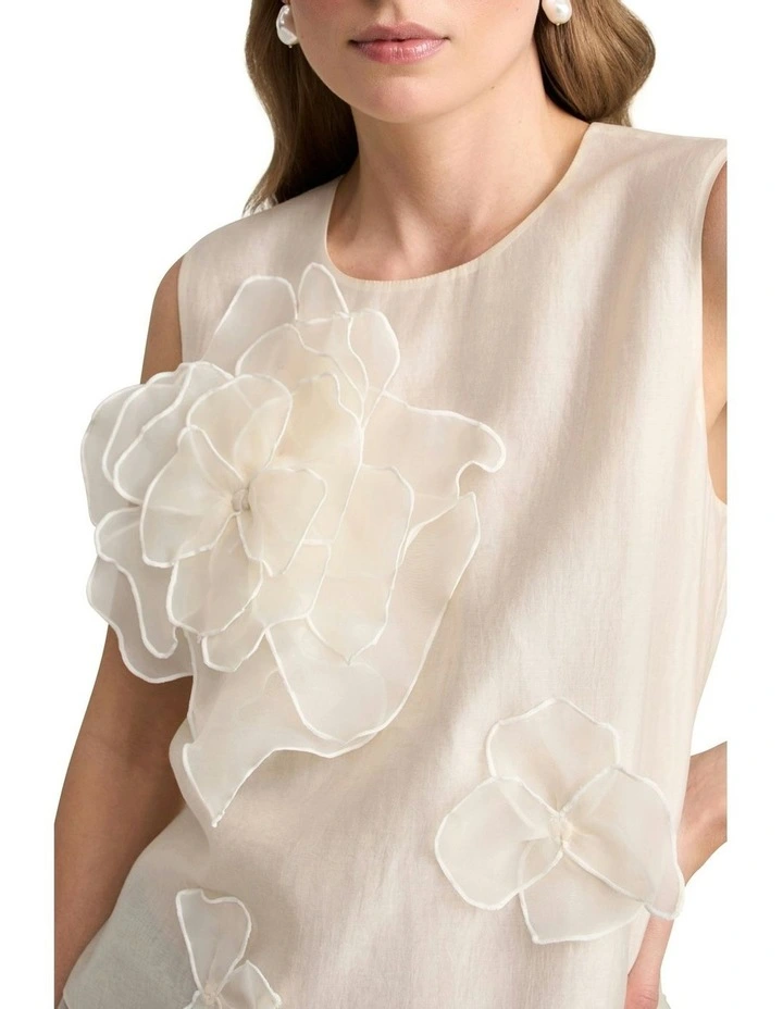 Floral Applique Top in Cream image 3