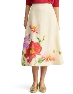 Ramie A-Line Skirt in Cream