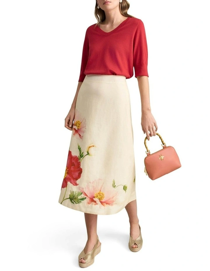 Ramie A-Line Skirt in Cream image 2