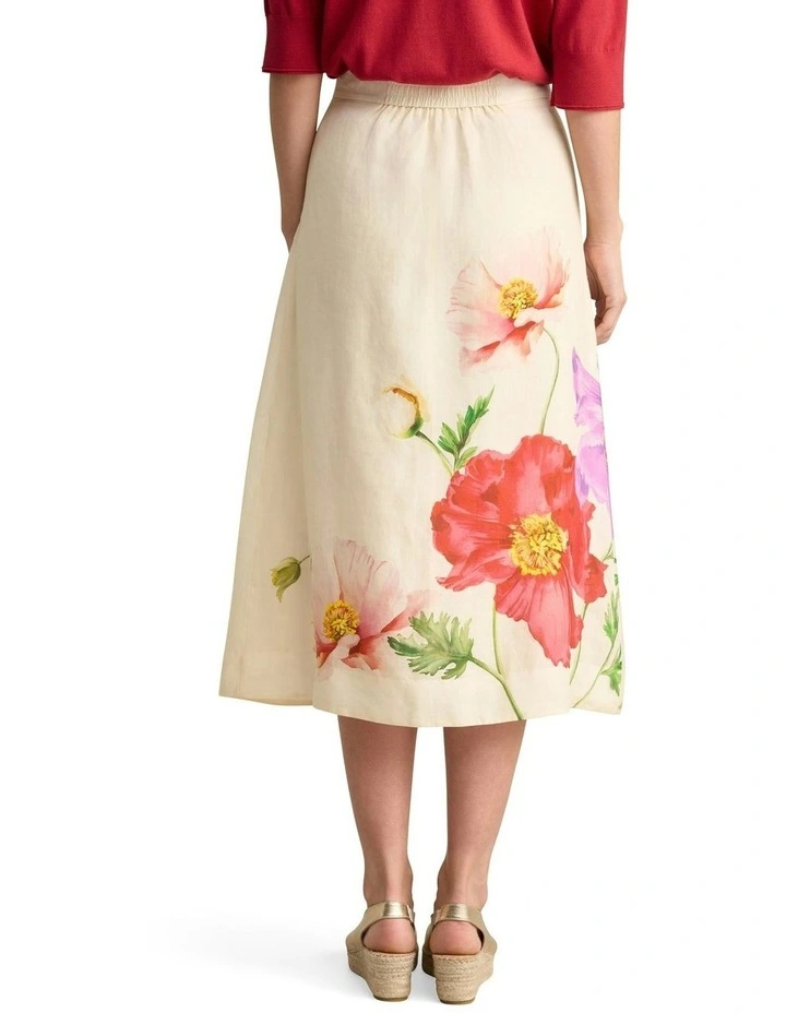 Ramie A-Line Skirt in Cream image 4