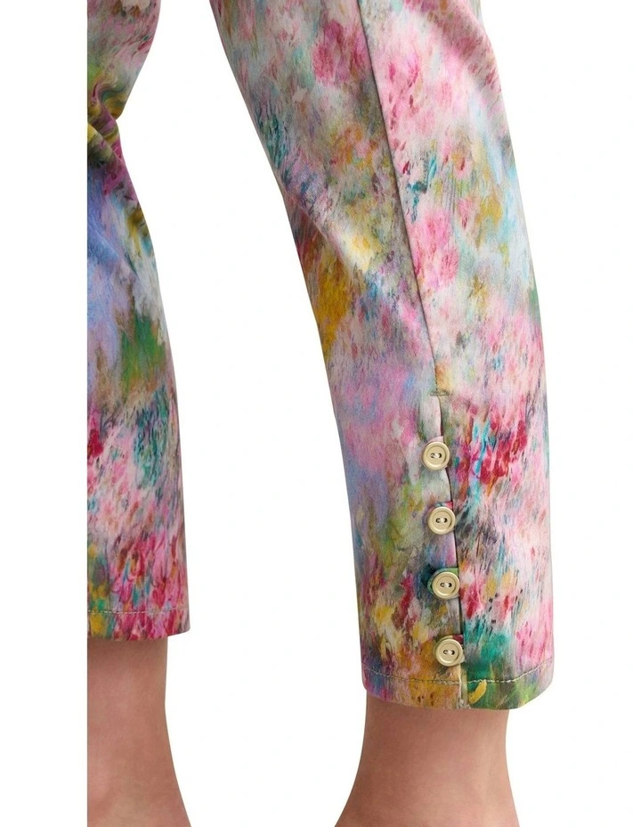 Bengajean 7/8th Button Detail Pant in Multi image 3