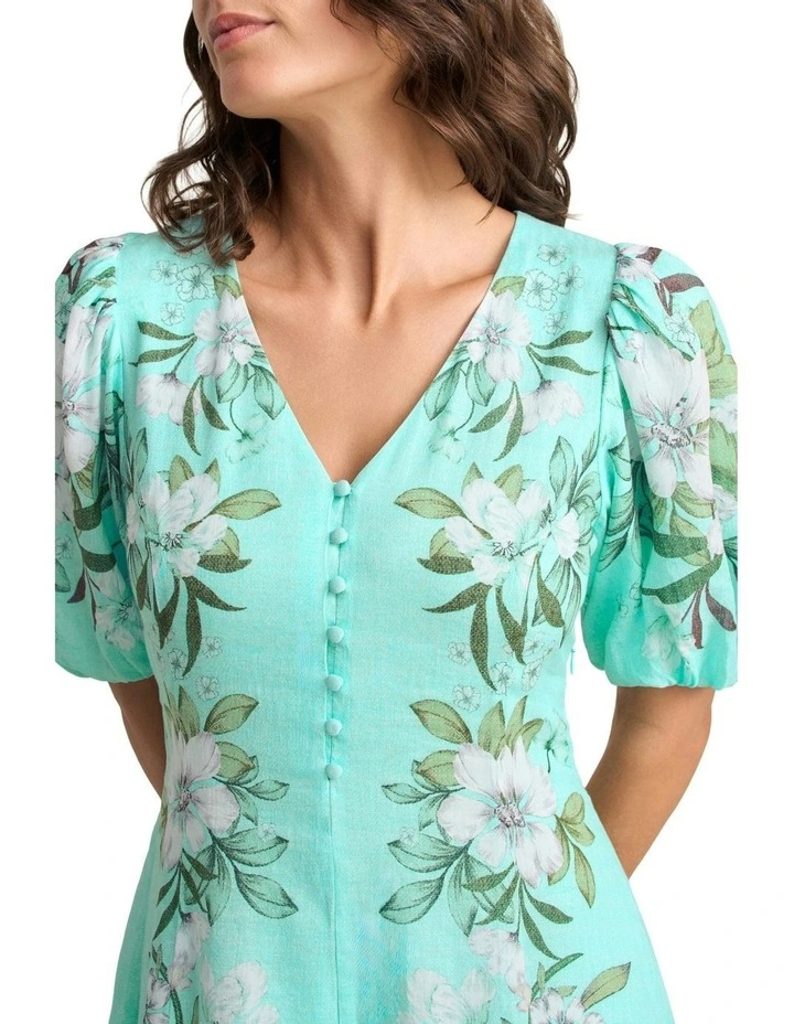 Border Print Dress in Blue image 2