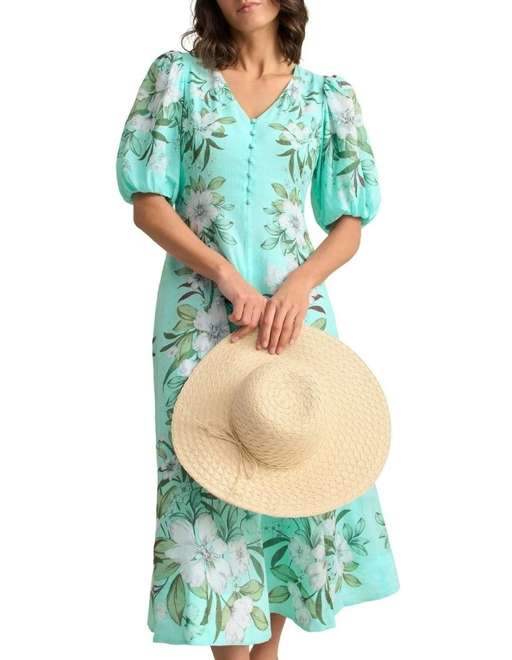 Border Print Dress in Blue image 3