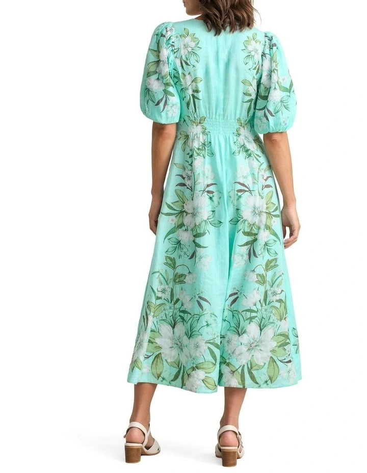 Border Print Dress in Blue image 4