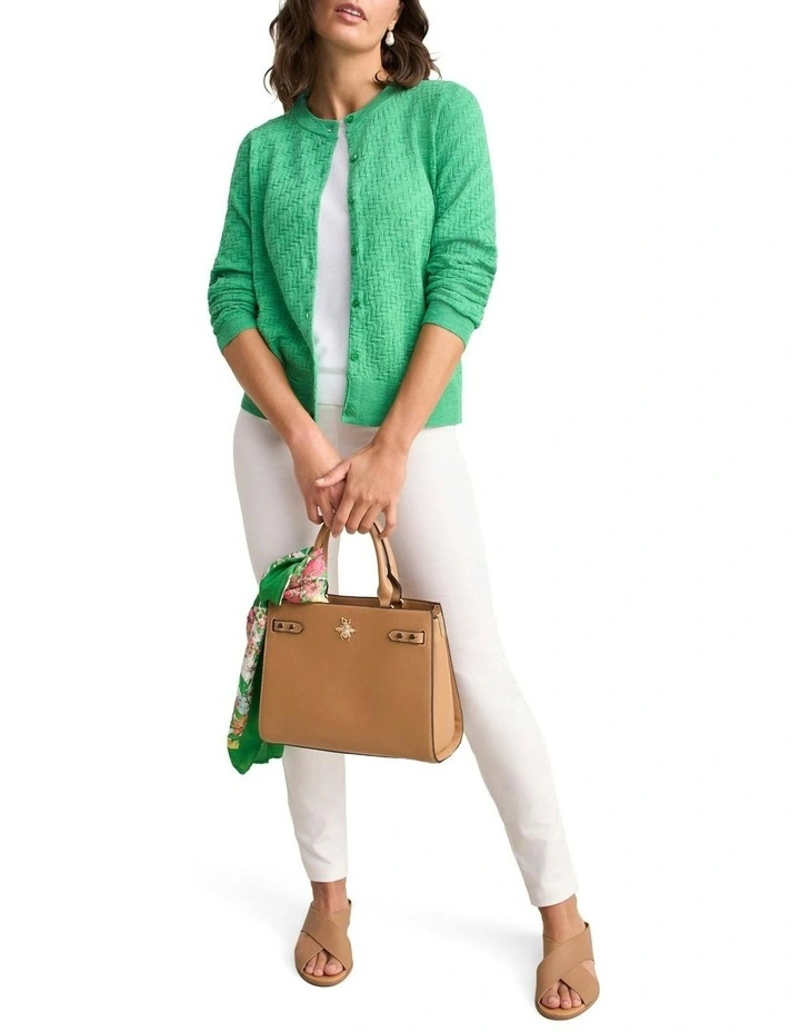 Textured Knit Cardigan in Emerald image 2