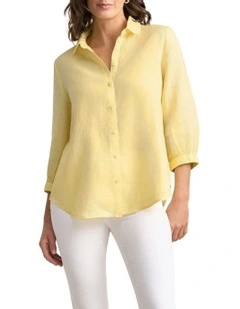 Sleeve Linen Shirt in Lemon