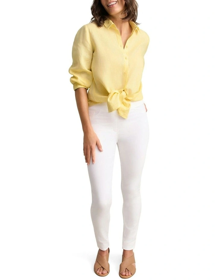 Sleeve Linen Shirt in Lemon image 2