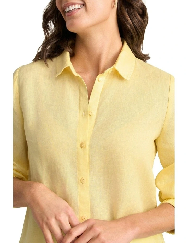 Sleeve Linen Shirt in Lemon image 3