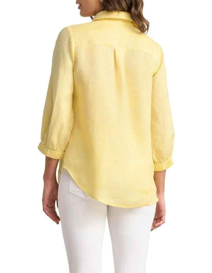Sleeve Linen Shirt in Lemon image 4