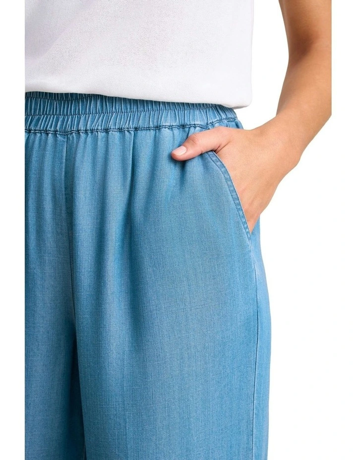 Wide Leg Full Length Pant in Denim Chambray image 3