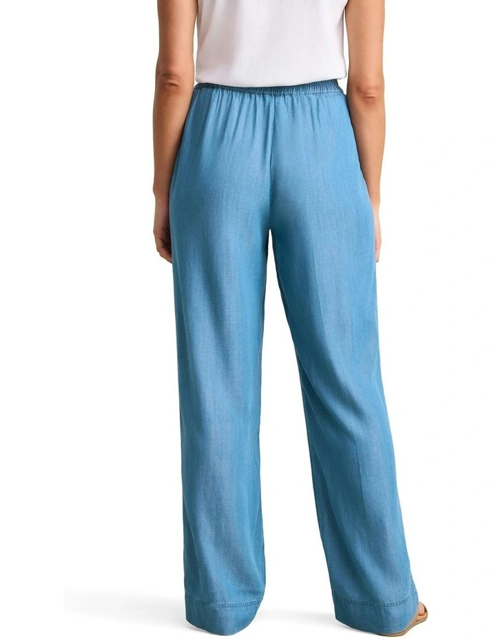 Wide Leg Full Length Pant in Denim Chambray image 4