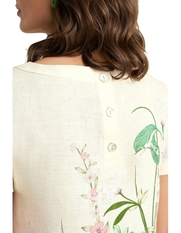 Printed French Linen Dress in Multi image 3