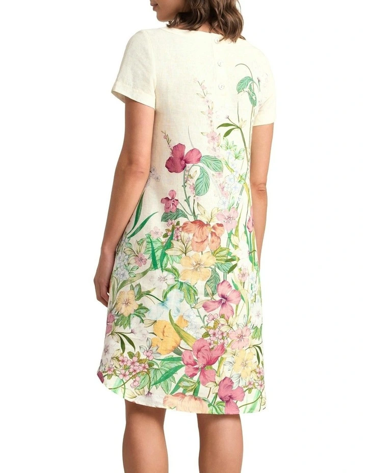 Printed French Linen Dress in Multi image 4