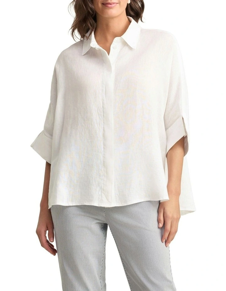 Relaxed Light Weight Shirt in White image 1