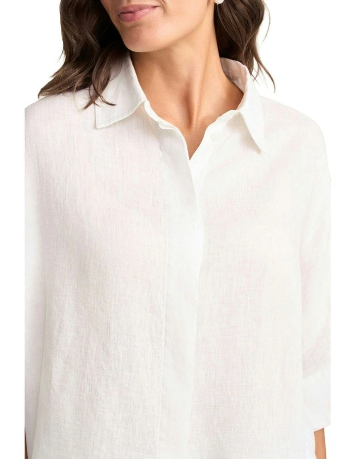 Relaxed Light Weight Shirt in White image 3