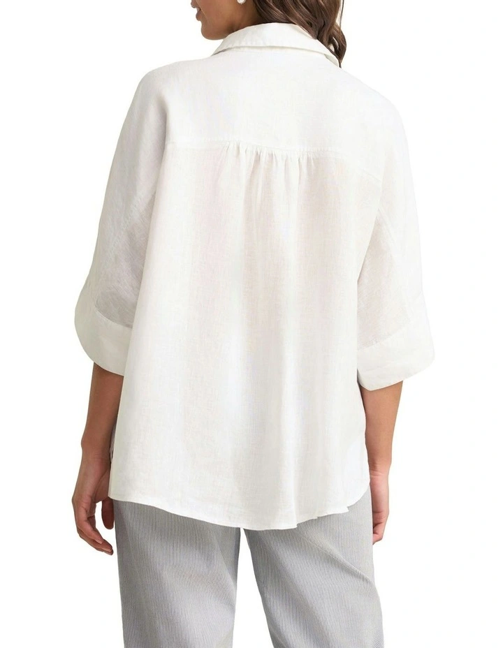 Relaxed Light Weight Shirt in White image 4